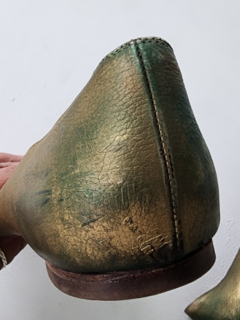Salvatore Ferragamo Gold Leather Cap-Toe Ballet Flats - Picture 7 of 12